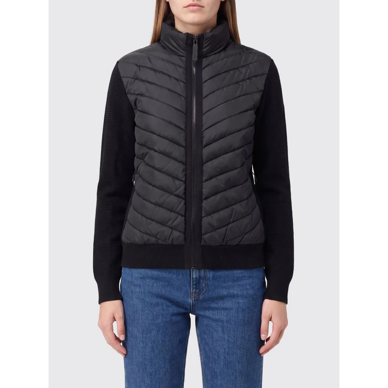 Short Quilted Wool Puffer Jacket with High Neck and Zip (6830L9061)
