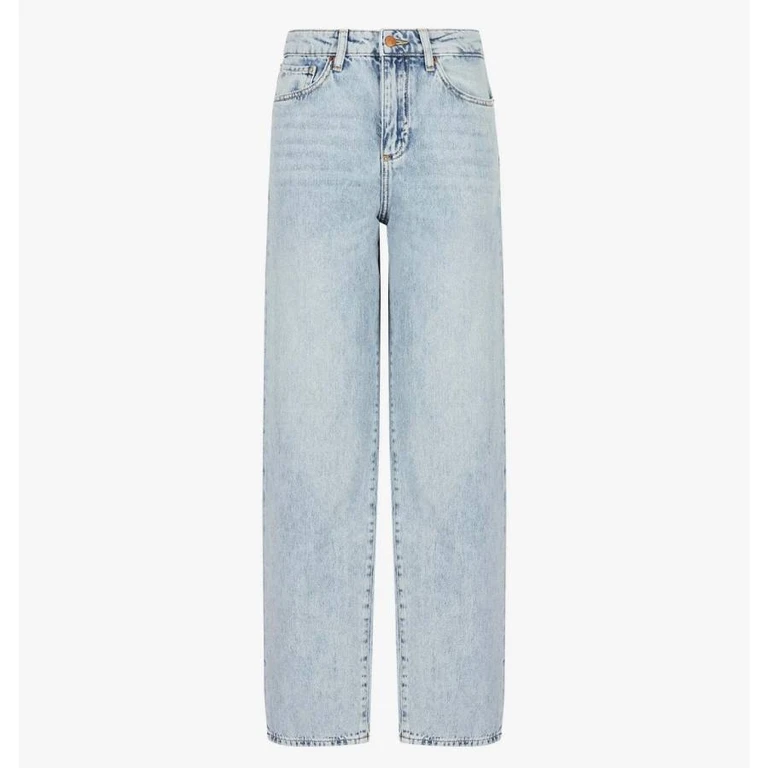 High Waisted Wide Leg Cotton Denim Jeans