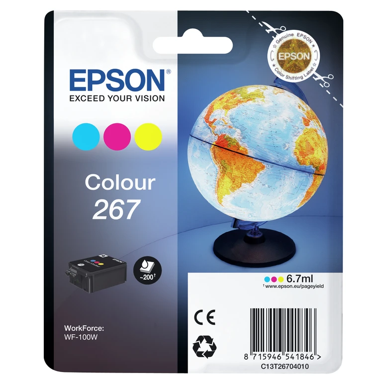C13T26704010/267 Ink cartridge color. 200 pages 6.7ml for Epson