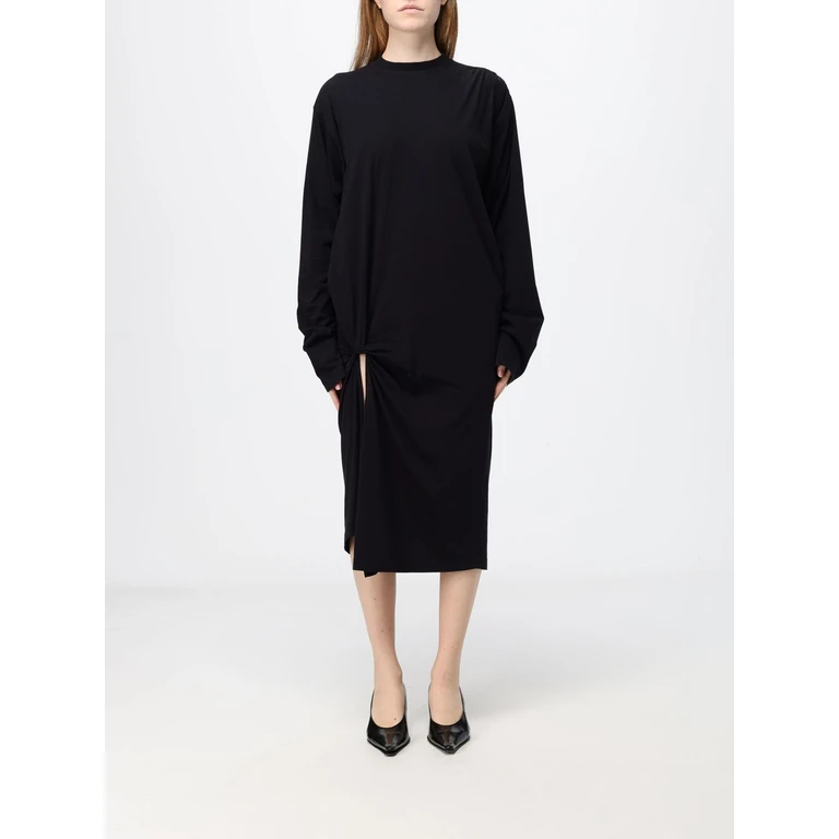 Midi Tunic Dress in Cotton with Crew Neck and Dropped Shoulders (A009I6TUVB21000)