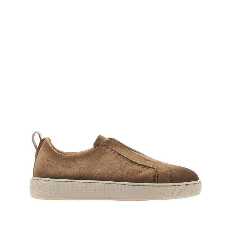 Vintage effect leather slip-on sneakers Man 6