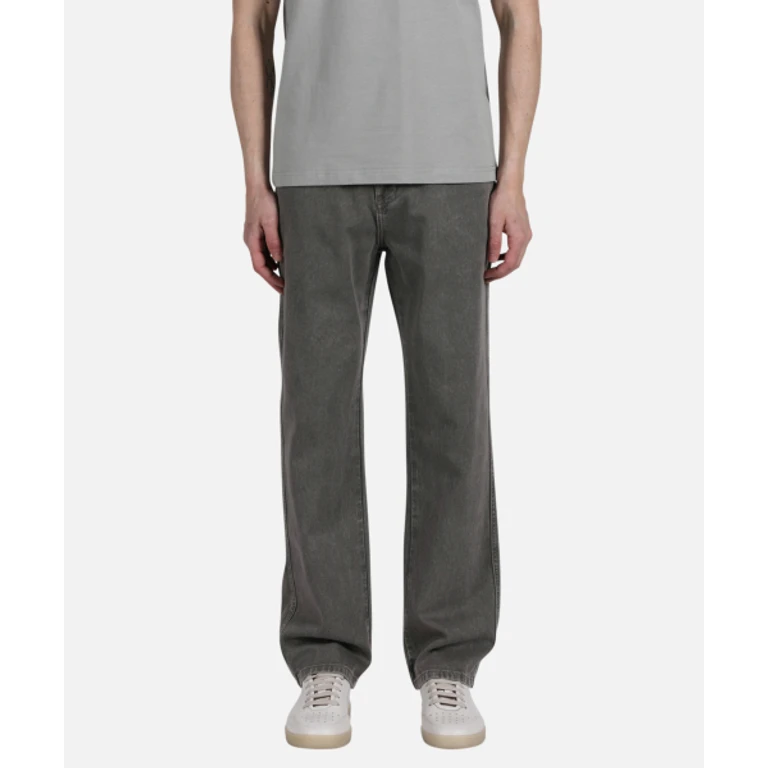 Gray Stone Washed Straight Jeans