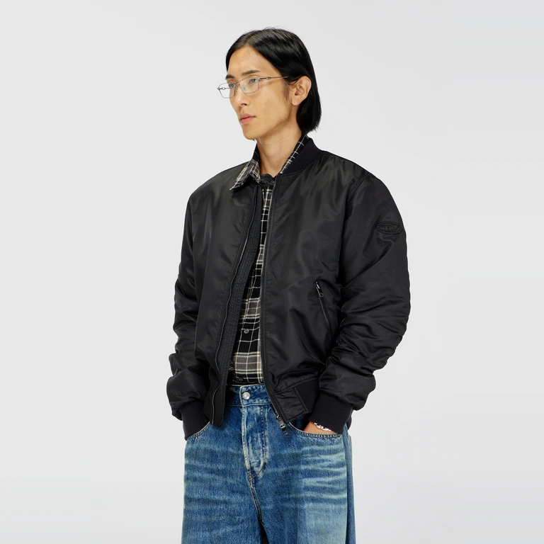 Nylon bomber jacket with ribbed trims - Jackets - Man - Black
