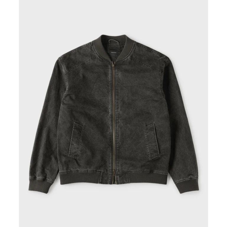 Black Washed Cotton Bomber Jacket