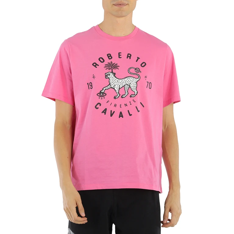 Pink Soft Cotton Jersey Lucky Leopard Print T-shirt