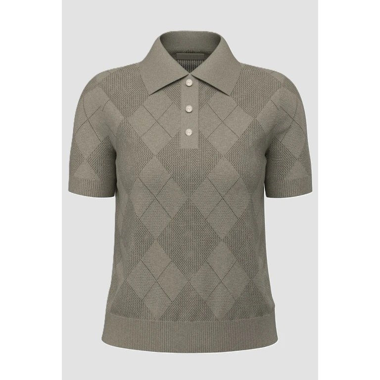 three-button green woman polo