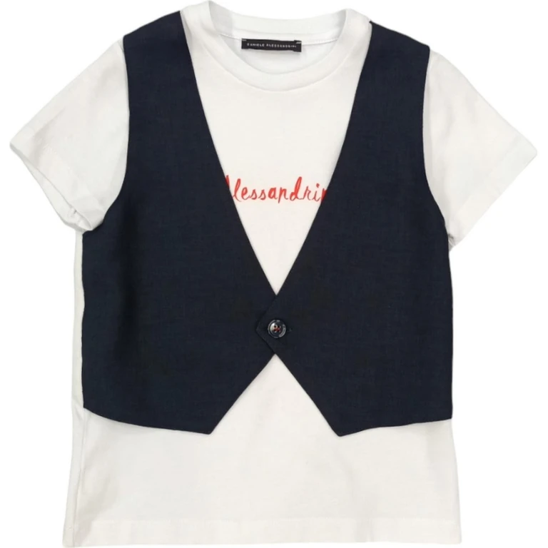 White T-shirt with Blue Vest 1296M00073