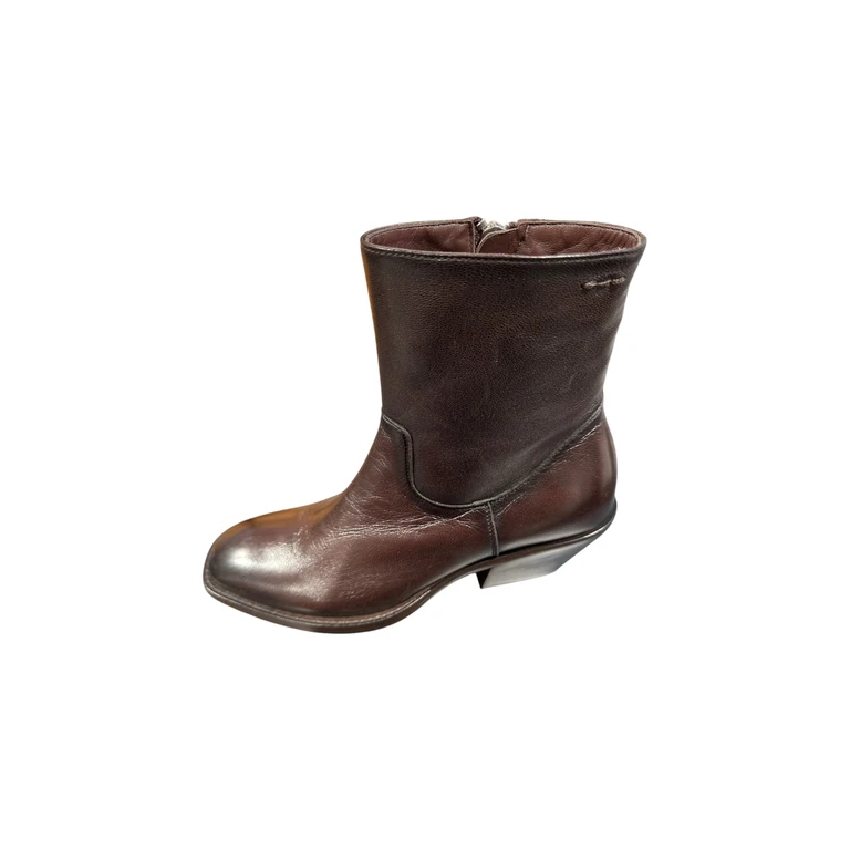 Stivaletti in Pelle Marrone con Zip