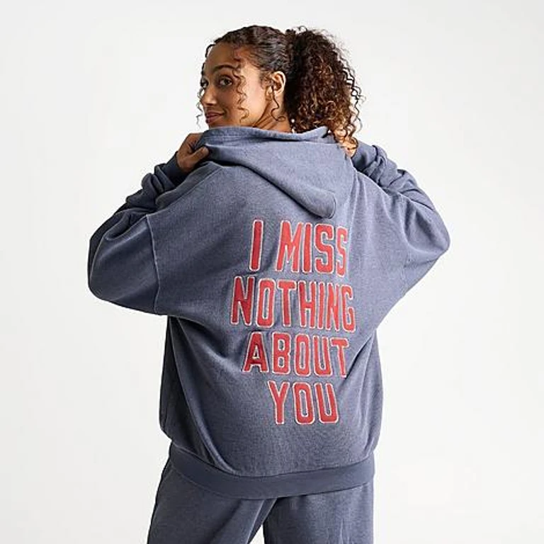 Women's Boys Lie I Miss Nothing About You Harley Full-Zip Hoodie in Charcoal Size: XS/Small