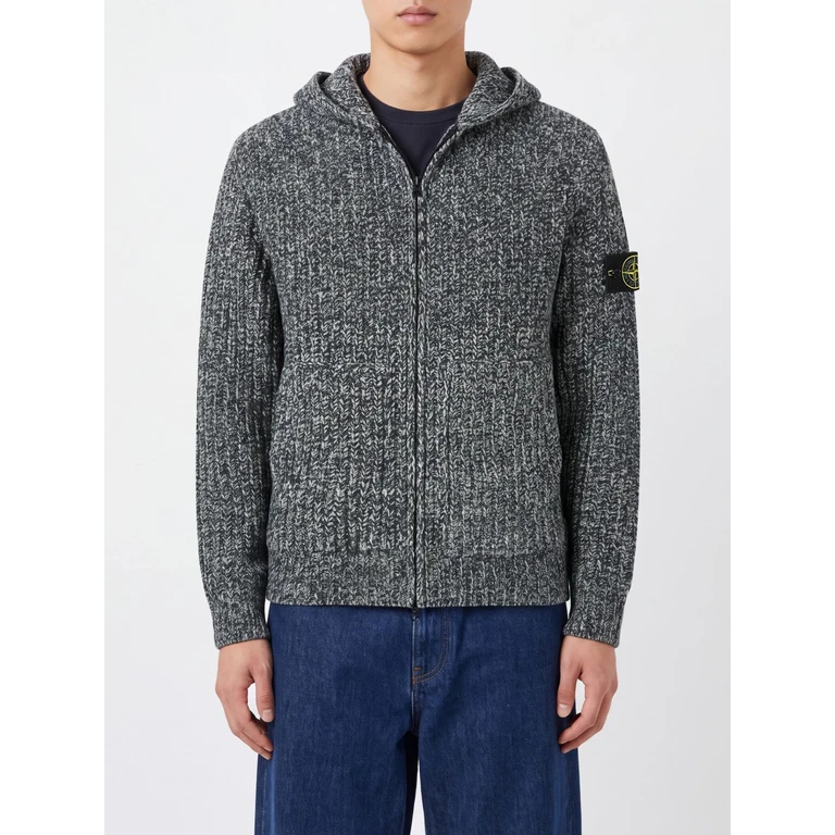 Hooded Ribbed Cotton Cardigan with Zip and Logo Patch (5100065S0N16V0M5S)
