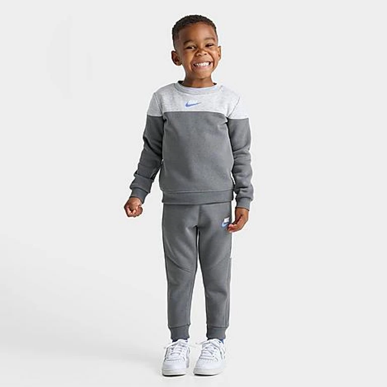 Kinder Toddler Colorblock Futura Crewneck Sweatshirt und Jogger Pants Set in Smoke Grey