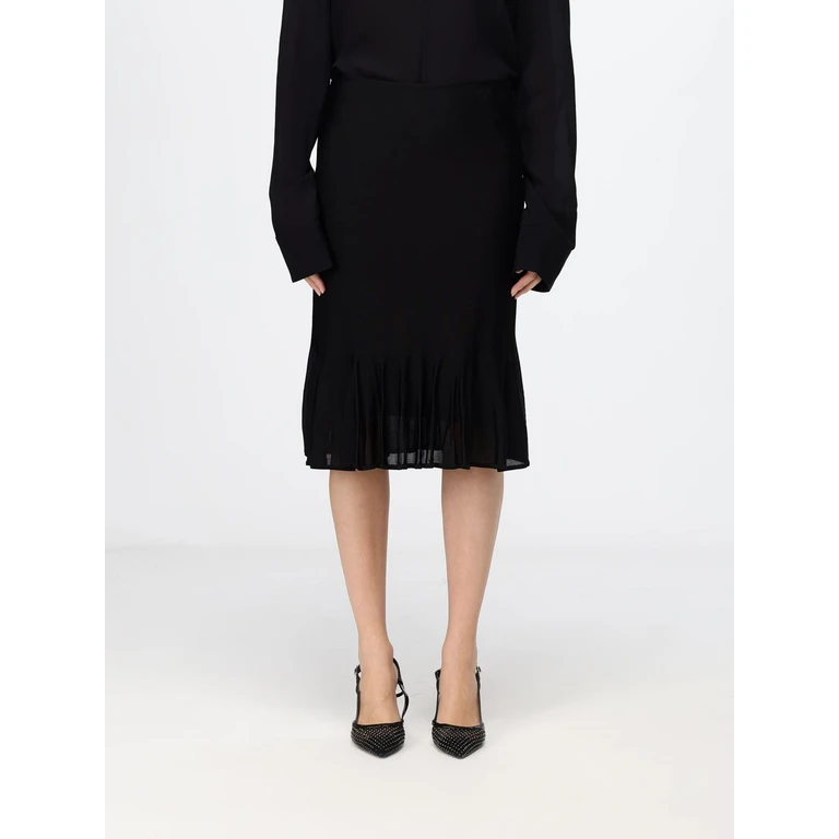 High-Waisted Midi Pencil Skirt in Viscose with Side Zip Closure (263WRB0492YA0245001)