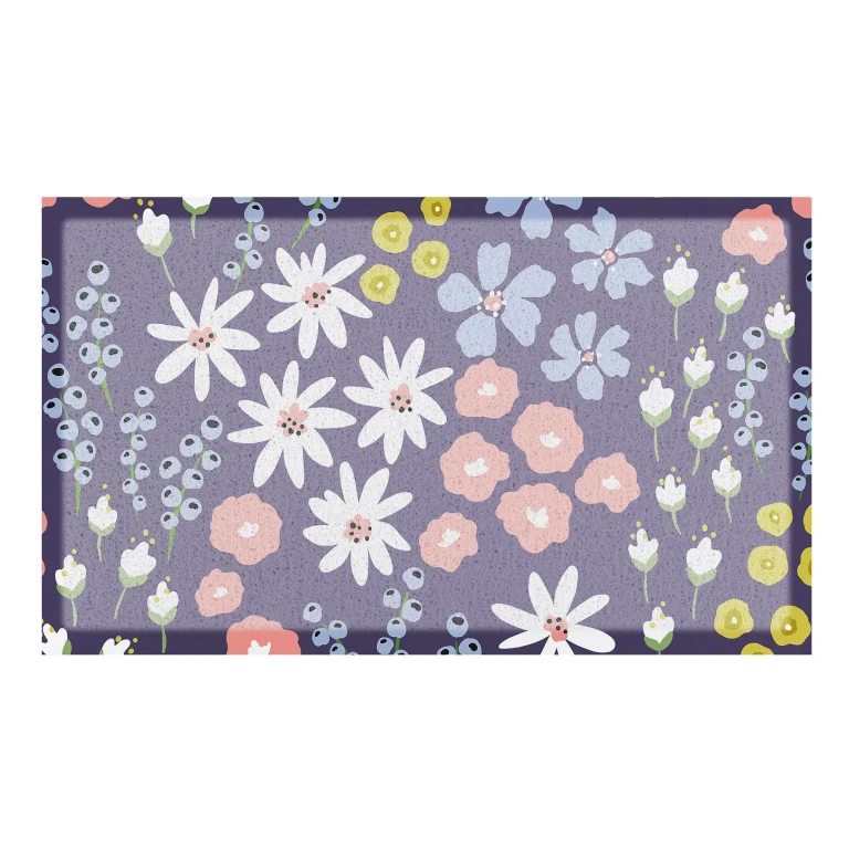 Purple Floral Pattern - All-Weather Doormat