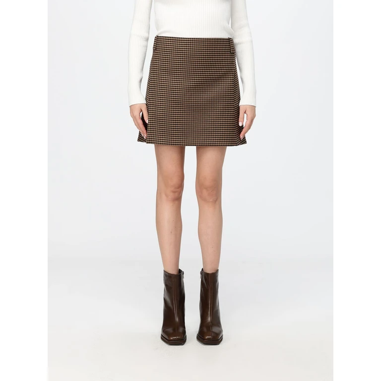 Houndstooth A-Line Mini Skirt with High-Waist Design (426CJU410VI0095B230)