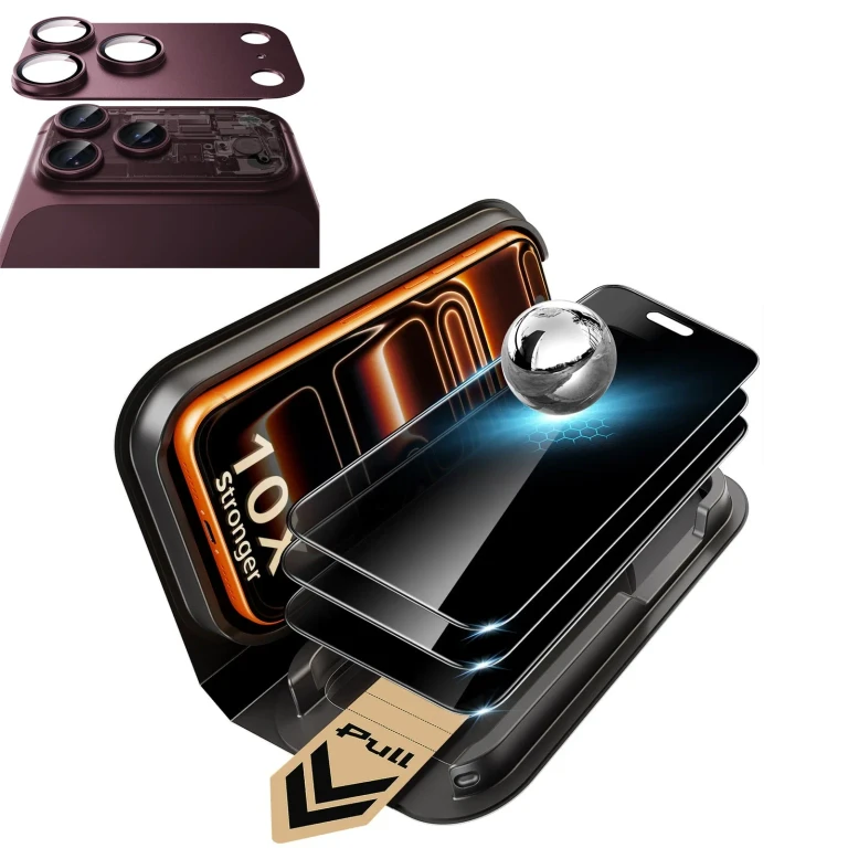 iPhone 18 Pro Max Bundle Armorite® Pro Privacy Screen Protector and Camera Lens Protector (Full Coverage) - Deep Burgundy - Deep Burgundy