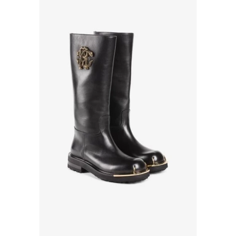 Logo-Embellished Leather High Boots