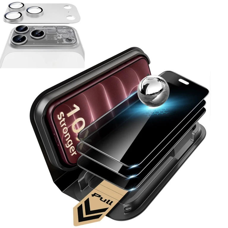iPhone 18 Pro Max Bundle Armorite® Pro Privacy Screen Protector and Camera Lens Protector (Full Coverage) - Silver - Silver
