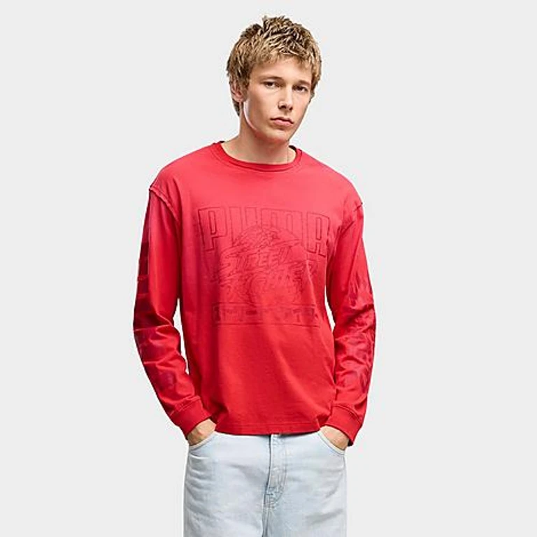 Men's Puma x Street Fighter Ryu and Ken Long-Sleeve T-Shirt in For All Time Red Size: Small