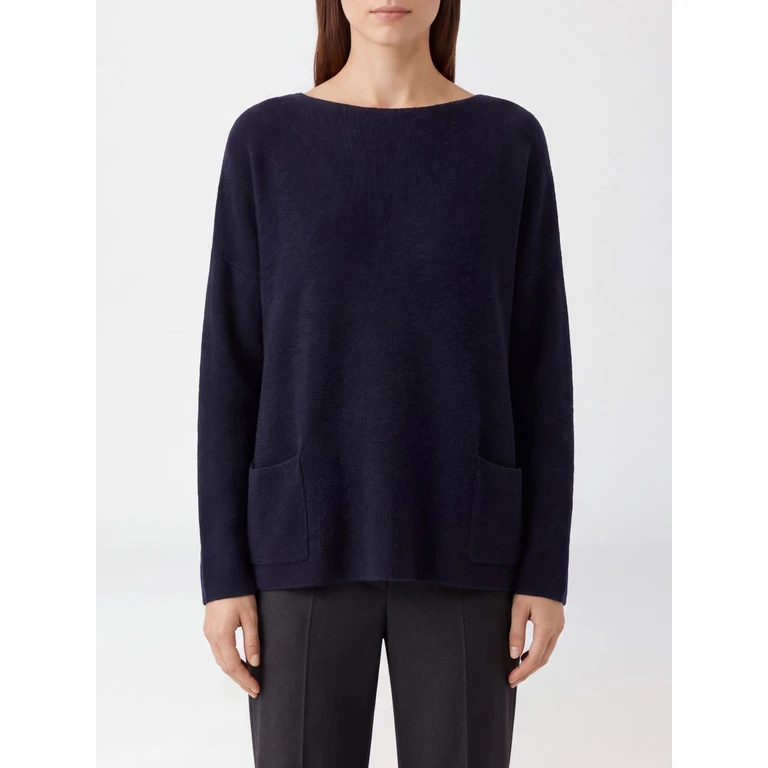 Crewneck Wool Jumper with Long Sleeves and Patch Pockets (MB6X5CW44122F)