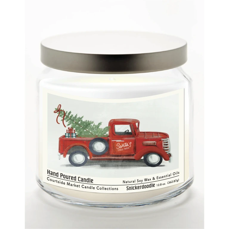 Santos Treefarm 12.8 Oz Candle Glass Jar with Brushed Silver Metal Lid