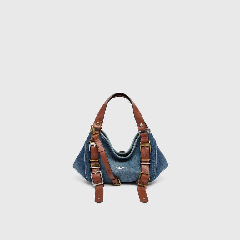 D-One-Small top-handle bag in denim and leather - Handbags - Woman - Blue