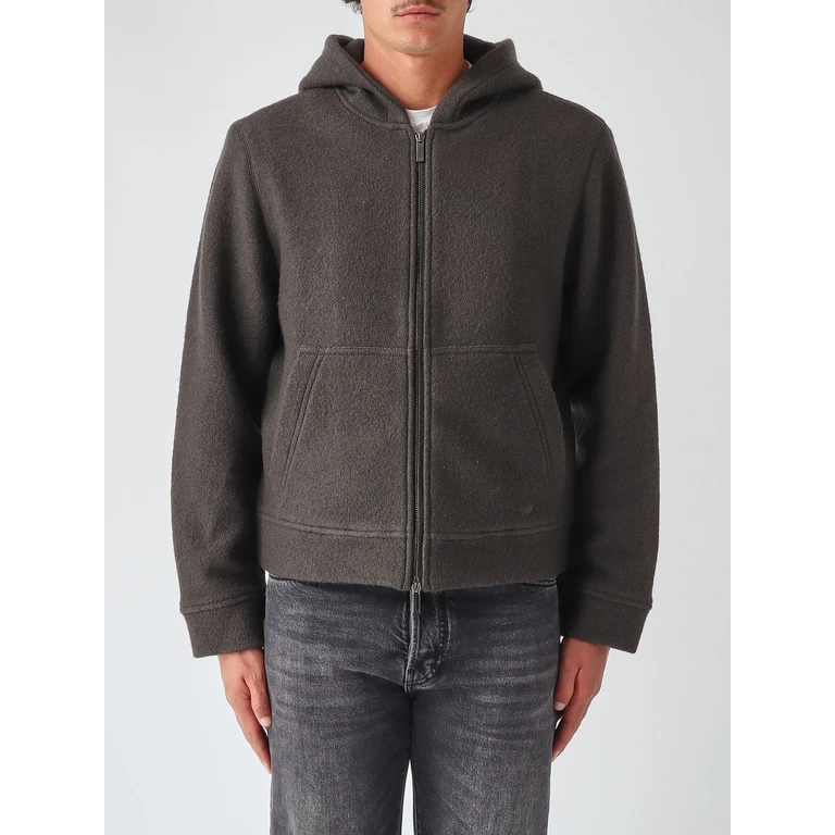 Hooded Wool and Cotton Blend Zip-Up Sweatshirt (EM006436AF29844U8122)