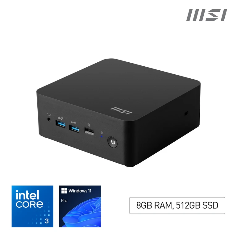 Cubi NUC 1M Intel Core 3 100U Desktop PC, NUC, SFF, Mini Computer, HTPC, (8GB RAM, 512GB Storage, Windows 11 PRO), Intel Graphics/DDR5/Dual ThunderBolt 4/Dual HDMI/Dual LAN/WiFi 6E/BT 5.3/VESA - NUC 1M i3 100U FS 8GB 512GB W11P