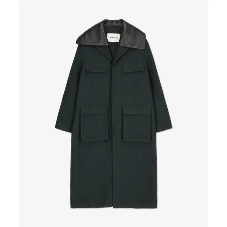 Corbin Patch Pocket Long Coat - Pine Green / NM22FWOW00369