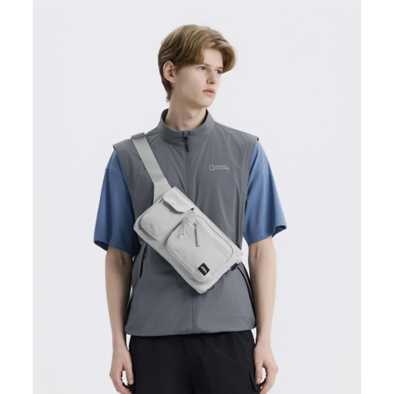 N265ACR630 Light Wide Crossbody Bag L/GREY