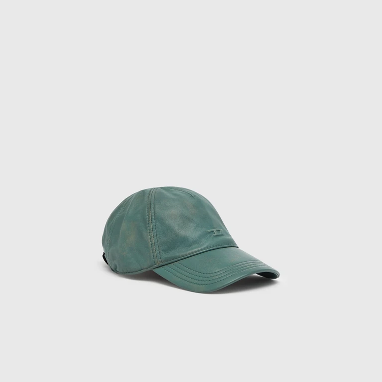 Baseball cap in treated leather - Caps - Man - Green