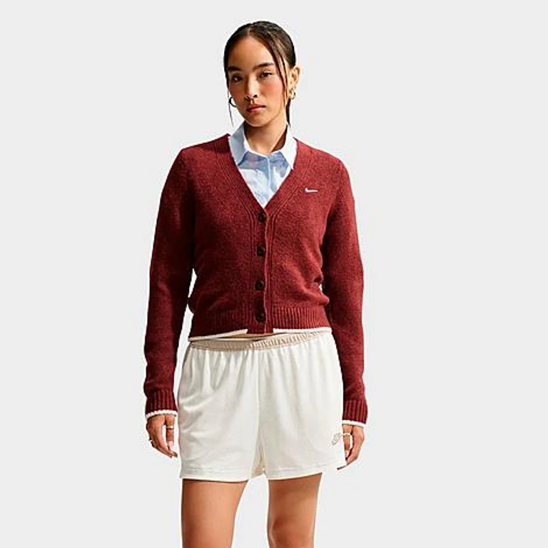 Women's Sportswear Chill Knit Slim Cardigan in Mystic Dates/Heather/White Size: XS