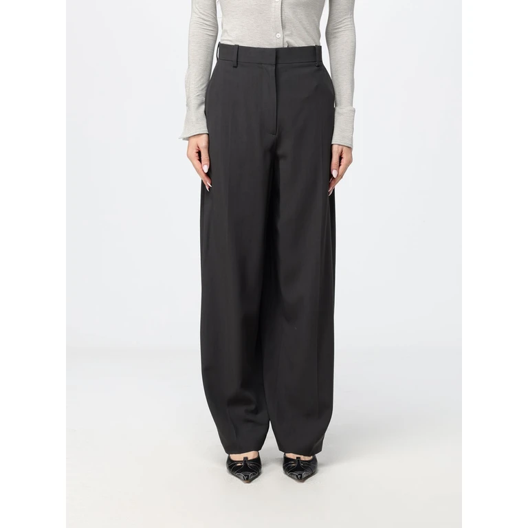 High-Waisted Wide Leg Wool Blend Tailored Trousers with Slant Pockets (264WRB0397FB0475263)