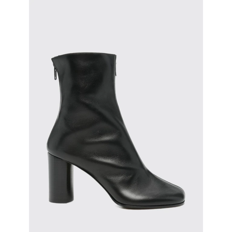 Smooth Leather Ankle Boots with Squared Toe and High Heel (ES09LT0102900BK)