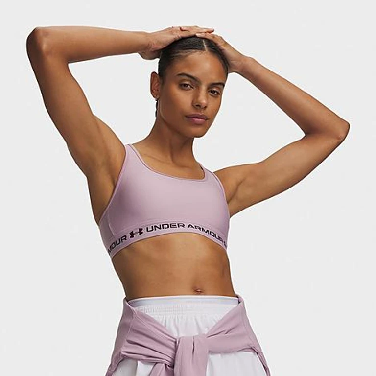 Women's Mid Crossback Medium-Support Sports Bra in Mauve Pink/Purple Echo Size: XS