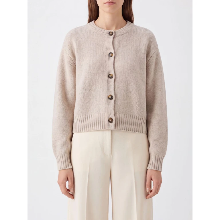 LOULOU DE SAISON Remus Merino Wool Crewneck Cardigan (REMUSSTONEMELANGE)