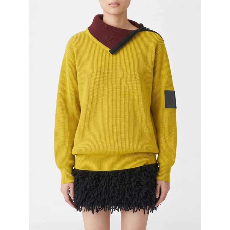 Relaxed Fit Wool Turtleneck with Side Zip and Patches (S540Y14KIL8100)