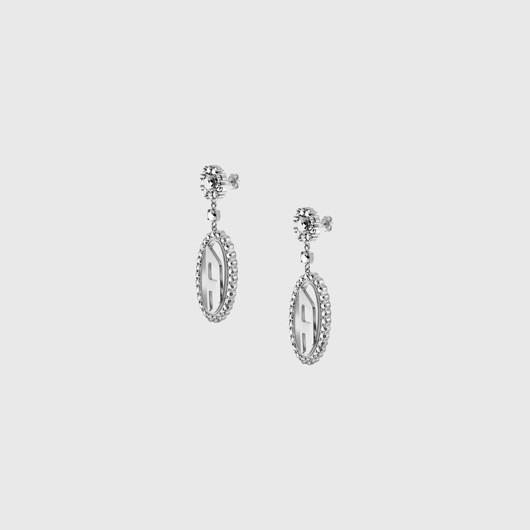 Stainless steel pave drop earrings - Earrings - Unisex - Silver