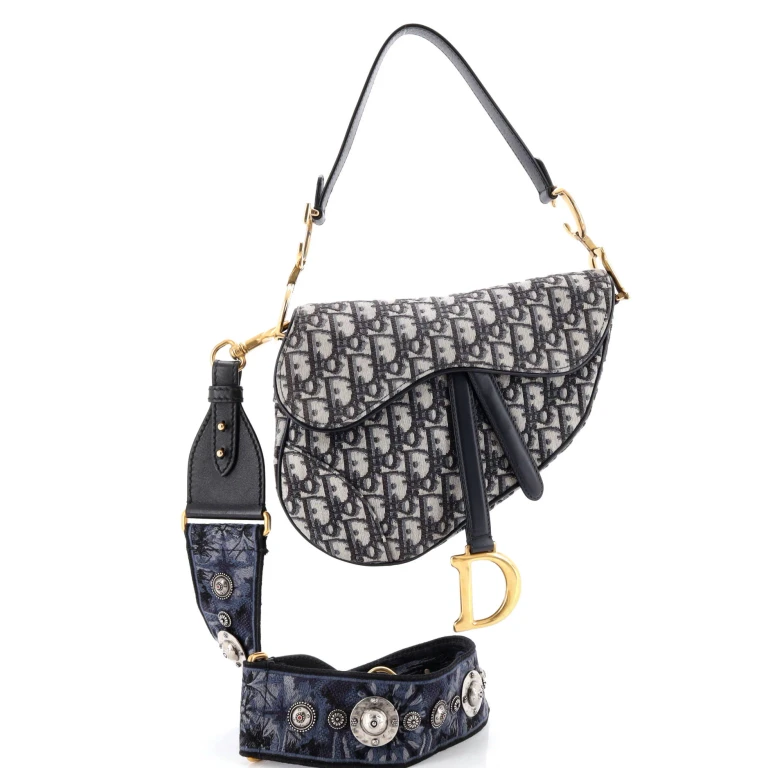 Saddle Handbag with Strap Oblique Canvas Medium