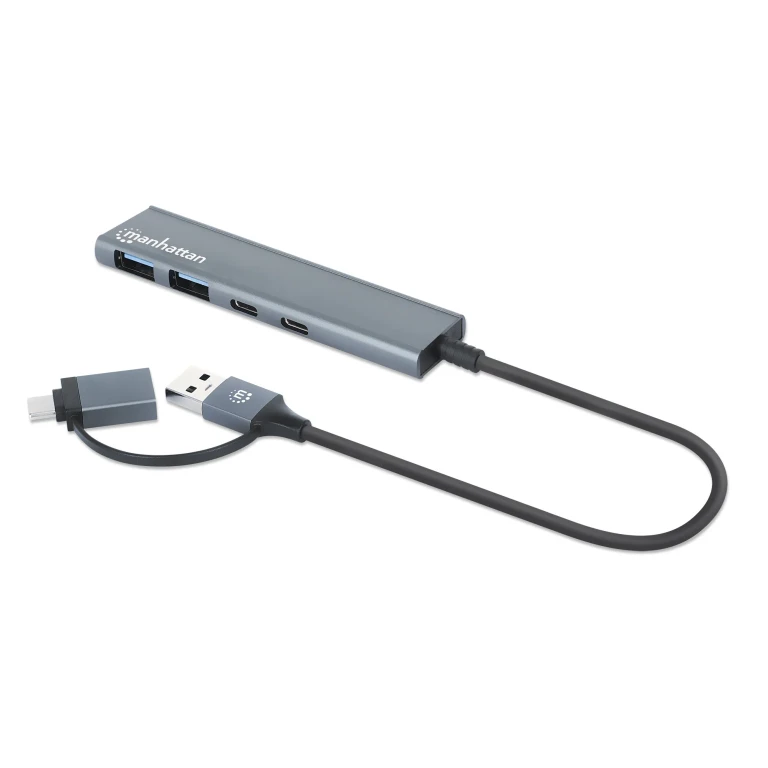 USB-C & USB-A Combo Dock/Hub, Ports (4): USB-A (x2) and USB-C (x2), 5 Gbps (USB 3.2 Gen1 aka USB 3.0), External Power Supply Not Needed, Universal for all devices, Aluminium, SuperSpeed USB, Space Grey, Three Year Warranty