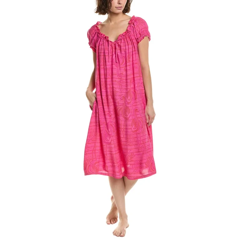 Shirred Lounge Midi Sleepshirt