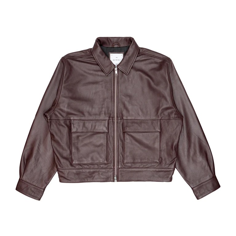 Men's Leather Jacket Edwin Dogma Brown Burgundy