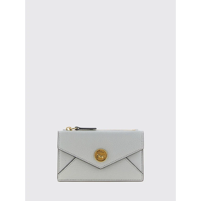 CHLOÉ Blue Goat Leather Envelope Card Holder with Metal Logo (CH25SP538O934A5)