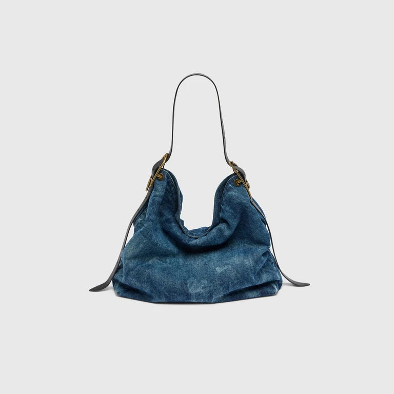 D-Line-Denim hobo bag - Shoulder Bags - Woman - Blue