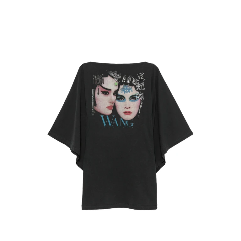 Graphic-print Cape-sleeve Mini Dress