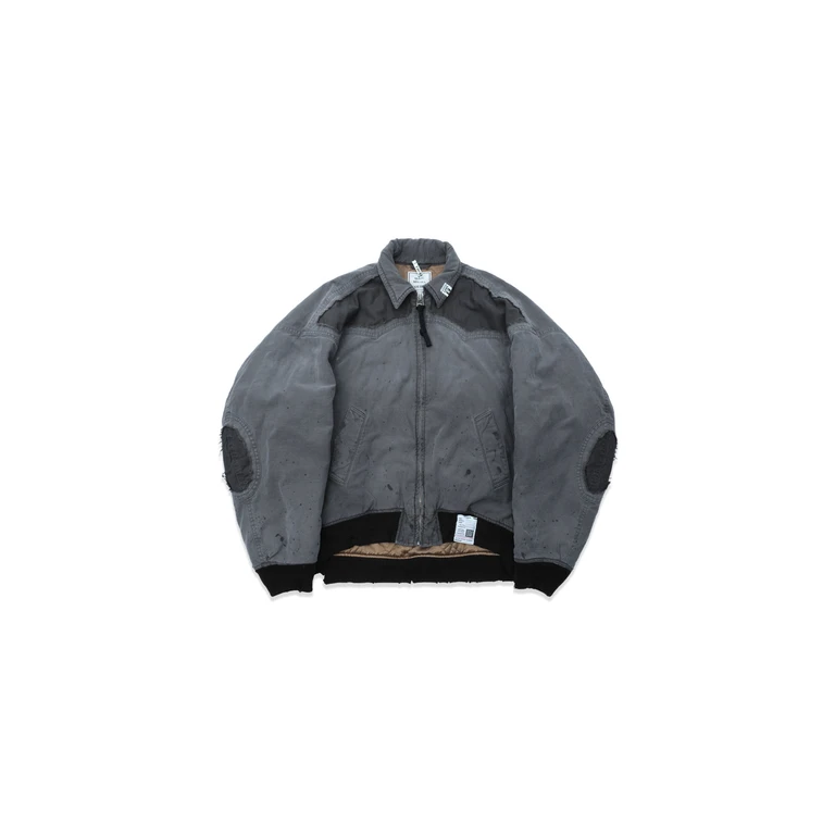 damaged black satin blouson