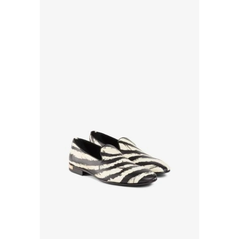 Zebra-Print Leather Loafers