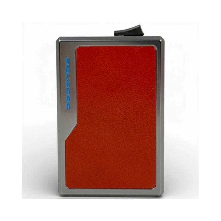 Credit Card Holder Blue Square Unisex Aluminum Leather