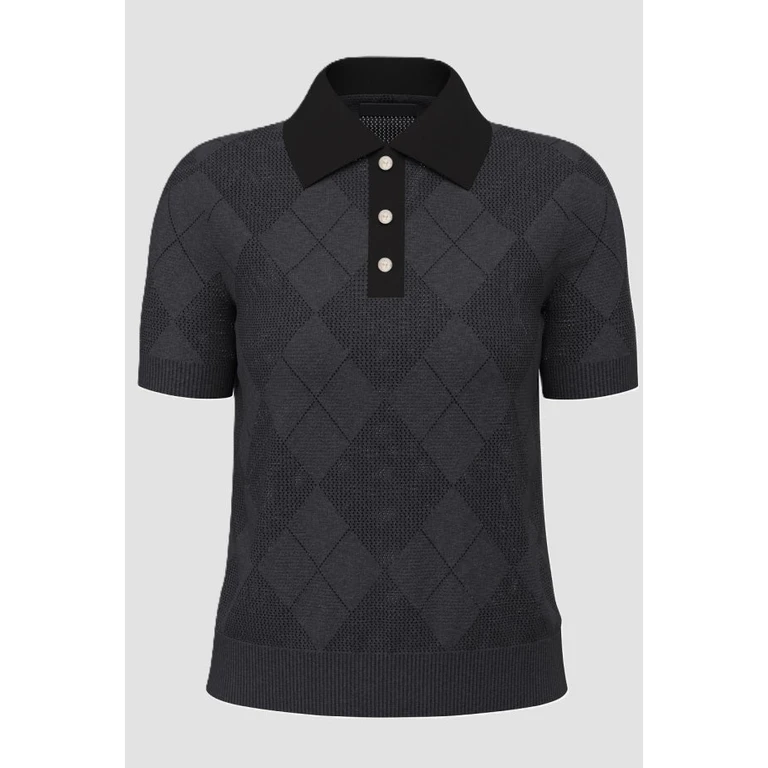 three-button black woman polo