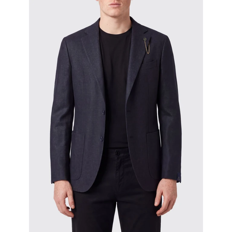 Single-Breasted Blazer in Wool Blend with Lapel Collar and Patch Pockets (TL2938GL7297MFBTB78B)