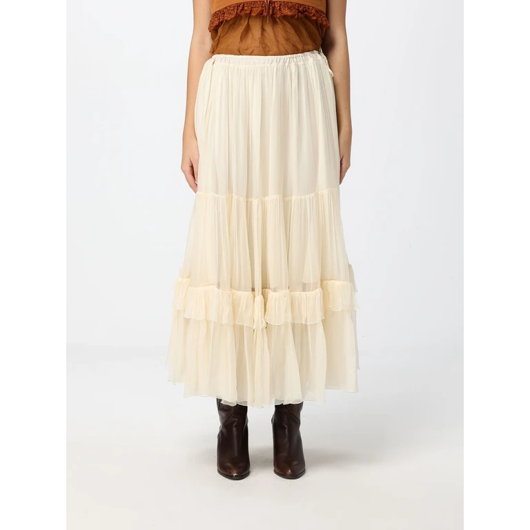 CHLOÉ High-Waisted A-Line Silk Midi Skirt with Elasticated Waist (CH26WJU20001114)